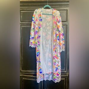 Long sequin colorful sheer cardigan. Small-medium